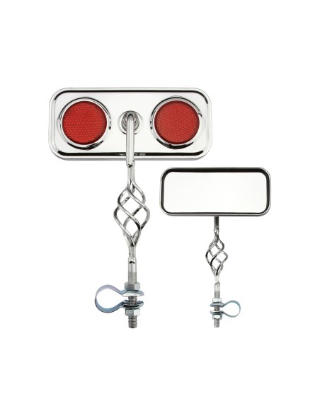 Rectangle Cage Mirror Chrome Red Reflectors.